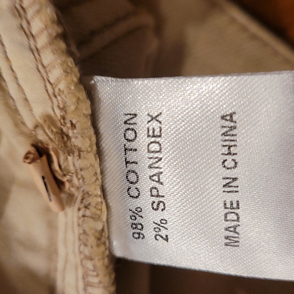 Boston Proper Jeans,  size 2, beige with pink embroidery scattered flowers - Picture 6 of 10